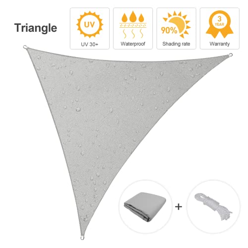 Image of Artpuch Waterproof Sun Shade Sail 11' x 19' x 22' Triangluar Light Grey Shade Canopy 90% UV Resistant for Outdoor Patio Garden Backyard WP01 Customizable