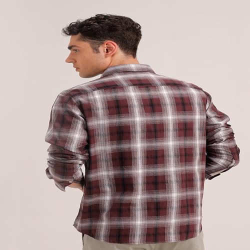 Image of BASICS 100% Cotton Checked Shirt for Men | Slim Fit | Everyday Smart Casual Wear | Full Sleeve