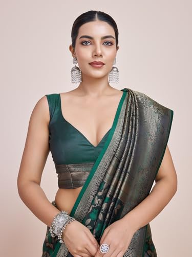 Image of Monjolika Fashion Women's Banarasi Pure Kanjivaram Style Satin Silk Saree With Blouse Piece for Wedding