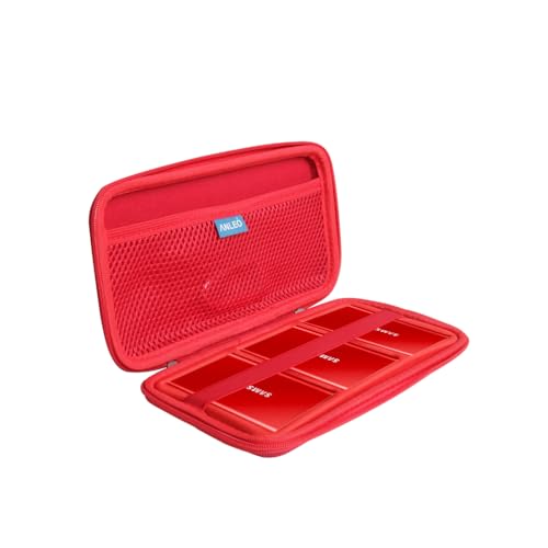 Anleo Hard Travel Case for Samsung T7 / T7 Touch Portable SSD 1TB 2TB 500GB USB 3.2 External Solid State Drive (Red)
