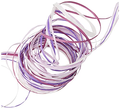 PRÄSENT C.E. Pattberg Raffia-Multicolour Bastband Flieder-rosa-weiß, 50 m Geschenkband zum Einpacken, 5-strängiges Bastelband für Geschenke, Zubehör zum Dekorieren & Basteln