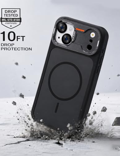 Image of Compatible for iPhone 15 Case, Matte iPhone 15 Back Cover, Shockproof Drop Protection, (Black)