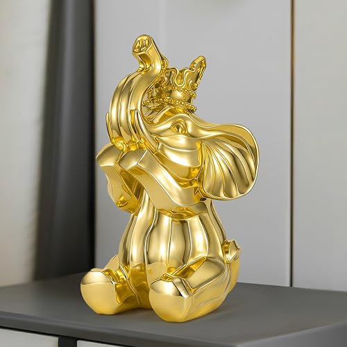 Estatua de elefante de resina dorada 8.2 pulgadas miniatura 6