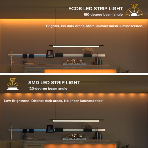 Image of BTF-LIGHTING FCOB COB LED Strip Orange Color 5mm Width UL Listed Super Narrow Flexible Uniform Light DC24V 16.4FT CRI 90+ Dimmable LED Ribbon for Bedroom Home Indoor Decor(No Adapter or Controller)