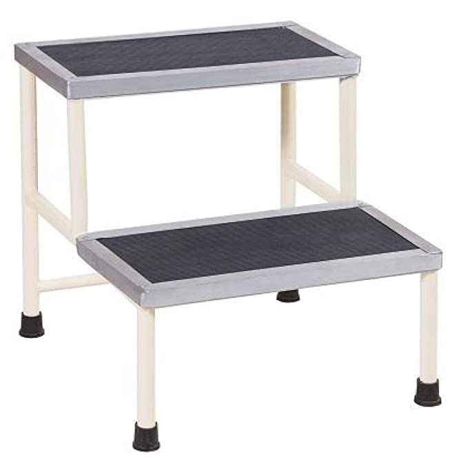 Bed Side Double Foot Step/Stool with Anti Slippery Rubber Coating Top Medical Furniture for Hospital / Clinic / Nursing Home and Domestic Use (Double Foot Step, Standard)