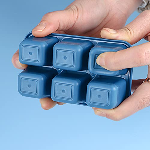 qizhangUS Siliconen vierkante ijsblokjesvorm met deksel DIY Ice Tray Mould Accessory (blauw) - Image 8