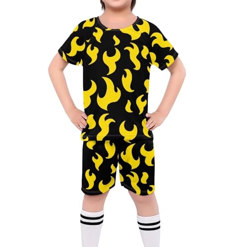 ORGYPET Fire Print Soccer Jersey Youth Soccer 2024 Trendy Uniforms for Boys Easy to Clean Soccer Jerseys Kids Children's Football Suit Comfort for Sports Outdoor, 3XS