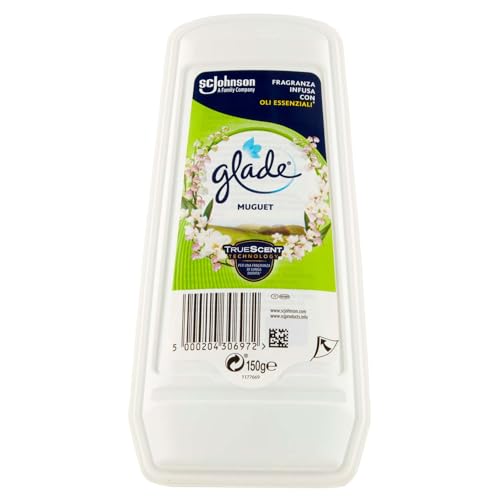 Glade Gel absorbente de olores ambientador, para refrescar habitaciones y armarios, fragancia lirio del valle, 1 paquete de 150 g