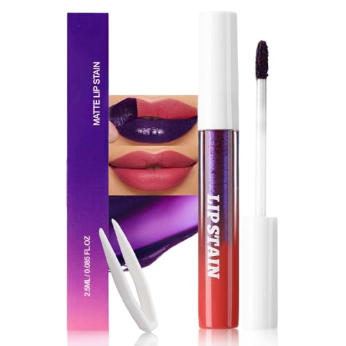 Image of evpct Vivid Red Peel Off Lip Stain Tints with Tweezer, Matte Liquid Lipstick Lip Stain Long Lasting Waterproof for Women, Non-stick Cup Lipstick Peel Off High Pigmented Smudge-proof Easy to Apply, 03#