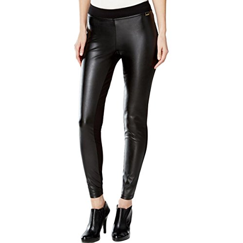 CALVIN KLEIN Women's Faux-leather-front Power Stretch Leggings