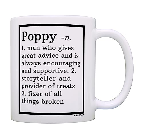 Funny Poppy Gifts Poppy Grandpa Definition Fathers Day Mug for Poppy Gift Coffee Mug Tea Cup White