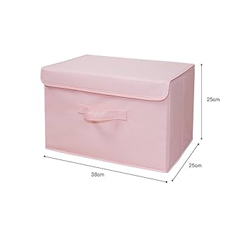 Amazon｜NJNEW 蓋付き収納ボックス ふた付き ピンク 厚み 48*35