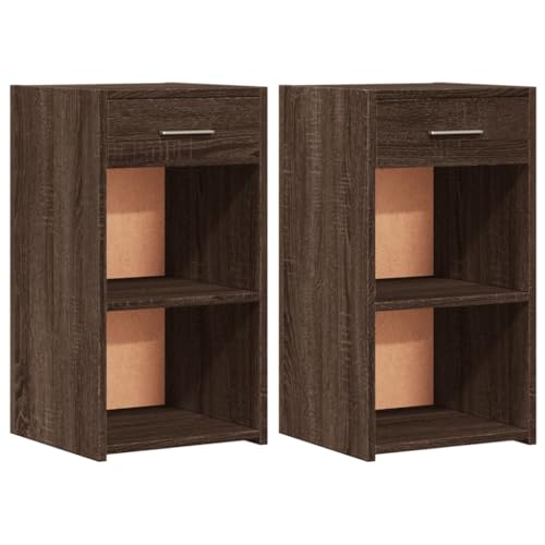 Mesitas de noche de 35 x 34 x 65 cm en madera de ingeniería color roble marrón para almacenamiento 3