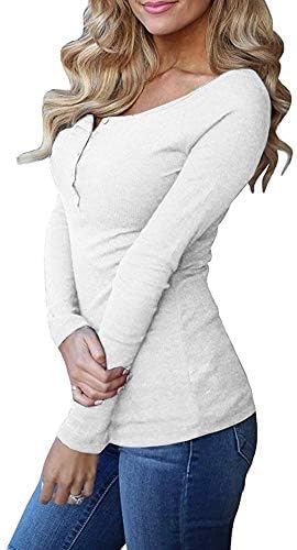 Remikstyt Womens Long Sleeve Henley Shirts Ribbed Button Down Casual Tunic Tops - Image 4