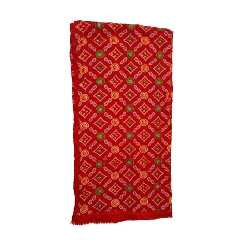 Image of Traditional Bandhani Red Chunni Dupatta for Women | Cotton, Bandhej Printed, Ethnic Festive & Casual Wear Stole, Length 2 mtr., Pack of 1