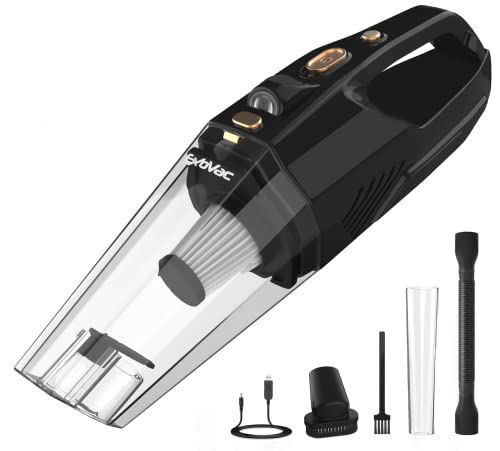 Exovac Handheld Vacuum Cleaner, Powerful 8000Pa Strong Suction Car Hoover, Mini Portable Hand Hoover, Rechargeable Hand Held Vacuum Cordless, Small Dust Buster, Wet Dry for Car and Home