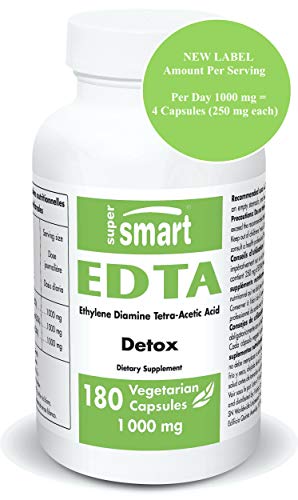 Supersmart - EDTA 1000 Mg Per Serving - Powerful Antioxidant - May Reduce Fatigue, Increase Energy & Improve Mental Clarity | Non-GMO & No Fillers - Gluten Free - 180 Vegetarian Capsules