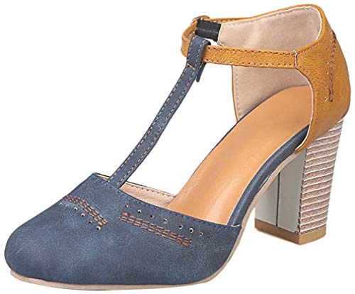 Onsoyours Zapatos De Tacón Alto Ancho, Sandalias De Vestir En Contraste Punta Redonda Zapatillas con Hebillas Sandalias Romanas De Boda Fiesta De Baile Elegante Chic De Verano Primavera Azul 36 EU Onsoyours Zapatos De Tacón Alto Ancho, Sandalias De Vestir En Contraste Punta Redonda Zapatillas con Hebillas Sandalias Romanas De Boda Fiesta De Baile Elegante Chic De Verano Primavera Azul 36 EU