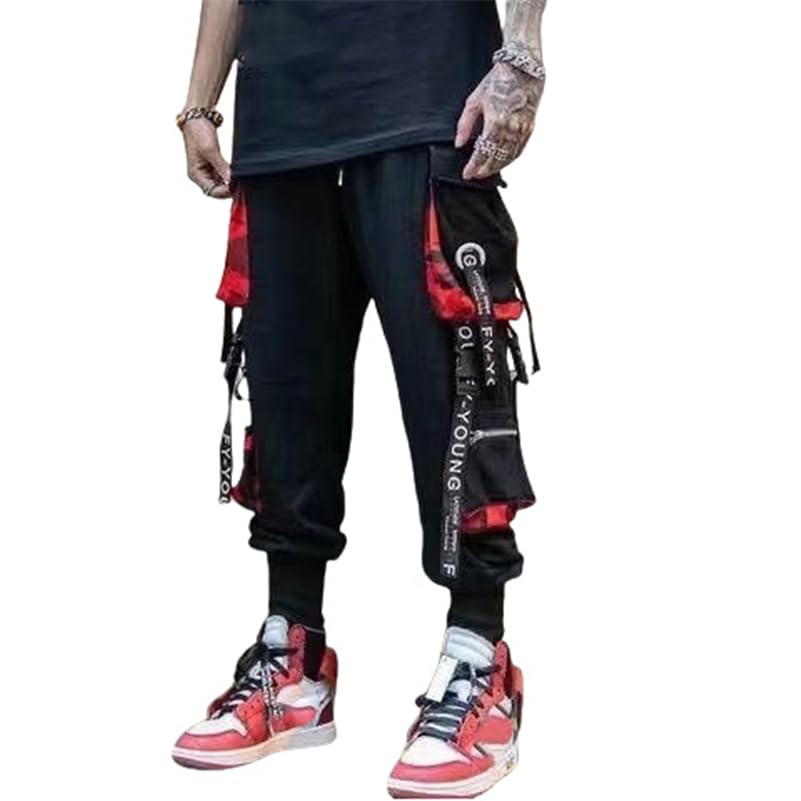 Men's American Style Distressed Pocket Harem Cargo Joggers Skinny Leg Casual