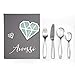 Premium Stainless Steel Kids Cutlery Set - Baby Gift Keepsake Childrens Cutlery | 4 PCS Flatware Includes 2 Spoons Knife and Fork Set | Highest Quality Stainless Steel Cutlery Set Kids Silverware