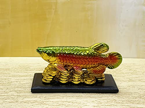 Image of Fengshui Exclusive Polyresin Multicolor Set of 1 Arowana Fish Showpiece for Office Decor, Home Decoration (AF-2560)