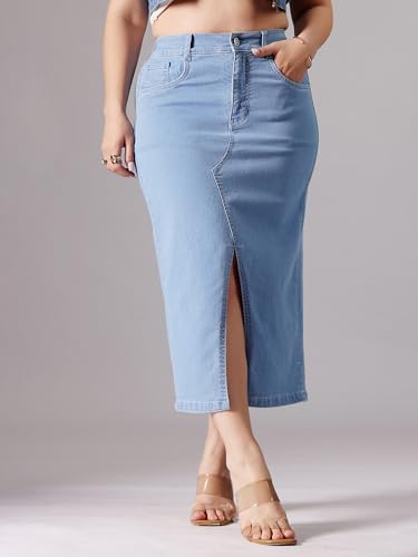 Image of Miss Chase A+ Women's Regular High Rise Above Knee Stretchable Denim Shorts & Skirts