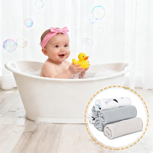 Image of Baby Washcloths, 24Pack Baby Wash Cloths Extra Soft & Ultra Absorbent, Baby Towels and Washcloths Face Towels for Unisex Boys Girls Body, Washclothes Gentle on Sensitive Skin, 9x9 Shark