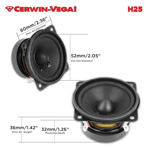 Cerwin-Vega H25 HED Series 2.5 Inch 30 Watts 4Ohm Full Range Speakers Set - Image 4