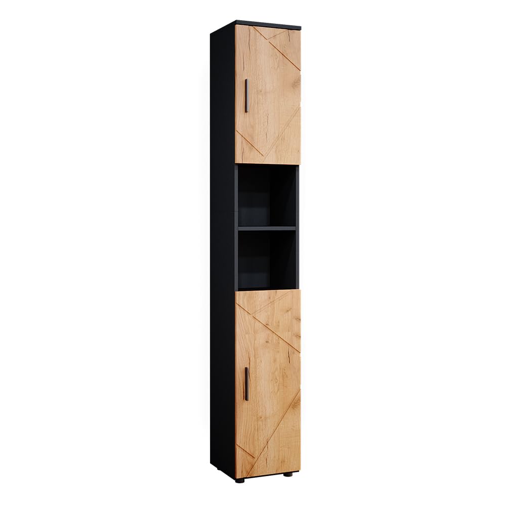 Vicco Meuble Salle de Bain Irma, Chêne doré/Anthracite, 30x192cm | pour le rangement des accessoires de salle de bain et compatible avec la série Irma