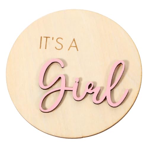 1pc Its a Girl Sign Gender Reveal Wooden Sign Baby Announcement Sign Baby Shower Wood Signs for Photography Prop Birth Prop New Mom Gift (Pink)