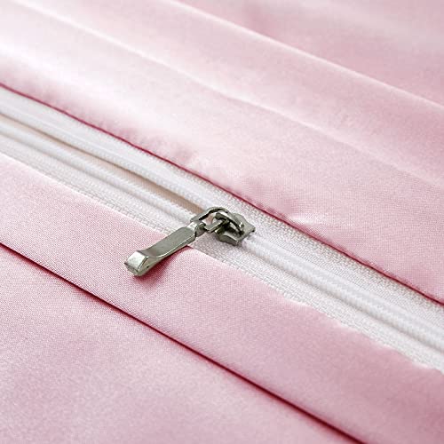 Image of Ersmak 6 Pieces Satin Duvet Cover King Size Luxury Silky Bedding Duvet Cover Set with 1 Soft Duvet Cover, 4 King Pillowcases and 1 Body Pillowcase, Blush Pink