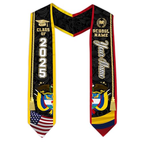 MonkeyVan Colombians Graduation Sash, Custom Colombians American Flag Graduation Sash 2025, Colombia Graduation Stole Style 3