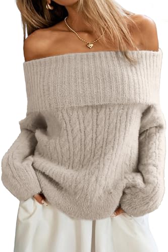 ELLEVEN Off The Shoulder Sweater Tops for Women...
