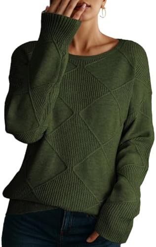 Dokotoo Women's Crew Neck Long Sleeve Sweaters 2025 Fall Winter Chunky Warm Pullover Tops Trendy Casual Outfits