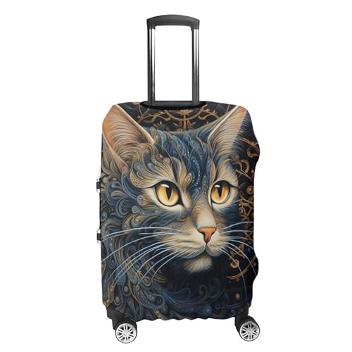 Drawing of A Cat Luggage Cover, Elastic Luggage Protector Fits 19-32in Suitcases, Washable & Anti-Scratch Suitcase Cover for Men Women L4