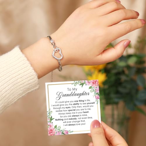 To My Granddaughter - Infinity Heart Bracelet Gift with Meaningful Card, Granddaughter Gifts from Grandma & Grandpa, Elegant Silver Jewelry for Birthday, Graduation, Christmas.3