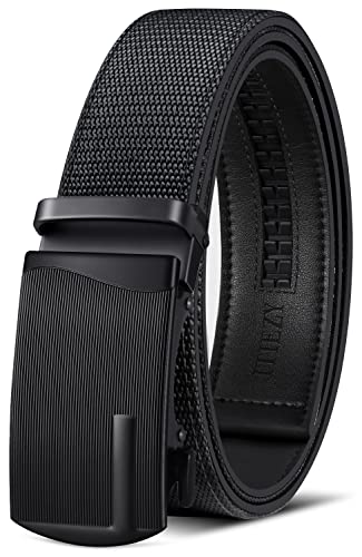 ITIEZY Herren Gürtel, Gürtel Nylon Ratsche Automatikschließe Business Anzug Gürtel für Männer 35mm Breit Ledergürtel 2 Stücke,Größe Angepasst Cover