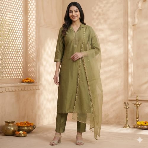 Image of Trouser Pants for Women,Stylish Trousers for Woman for Kurti Relaxed & Regular Straight fit Palazzo,Ethnic Bottom Formal Pants for Women Office wear Casual & Daily Use