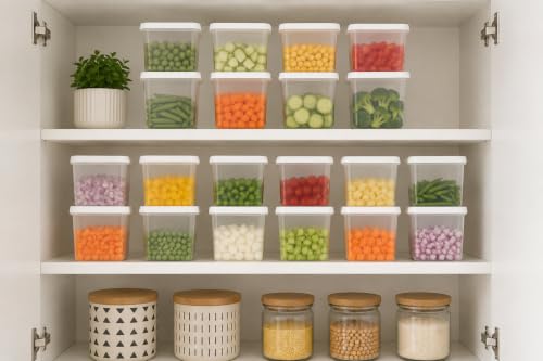 Image of Krevo Fridge Storage Containers 3600ml Pack of 18 | Airtight BPA Free White