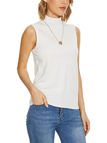 Image of INKOFF Sleeveless Mock Neck Turtleneck Knit Tops Women Dressy Casual Sweater Vest Business Work Tank