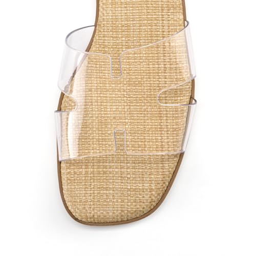 Image of Rihero Flat Sandals Women Dressy Comfortable Slip On Leather Slide Sandals