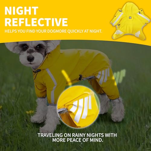 Dog Raincoat Waterproof with Leg,Adjustable Dog Rain Jacket with Reflective Strips Harness Hole,Lightweight Dogs Waterproof Coat Jacket Dog Rain Poncho for Dogs Puppies (Large) - Image 4
