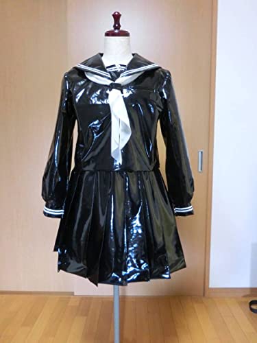 エナメル&ビニールセーラー　ブラック このタイプの制服を採用していたら授業に身がはいらないだろうなっ！。