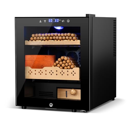 Electric Humidor for Cigars, 50L 300 Counts Large Capacity, Thermostatic Electric Cigar Cooler