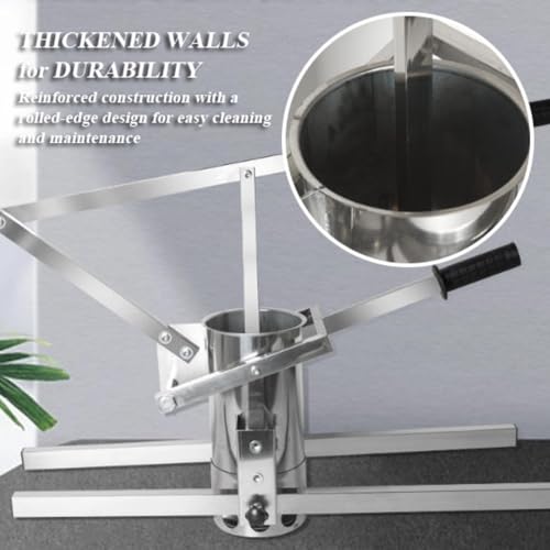 Heavy Duty Commercial Meatball Maker o regulowanej wysokości.Ręczna prasa do kul mundurowych.Konstrukcja ze stali nierdzewnej.Zawiera 4 Wymienne Pierścienie.Idealny do użytku w kuchni restauracyjnej