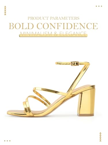 Image of LACUONE Strappy Heels for women Block Heels Square Toe Chunky Ankle Buckle Pump Heeled Sandals