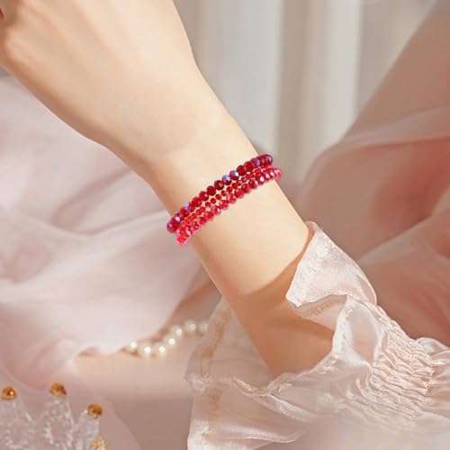 70 PCS Beaded Bracelets Crystal Stackable Bracelets for Women Elastic Stretch Bracelets Bulk Faceted Colorful Glass Bead Bracelets Jewelry Gifts4