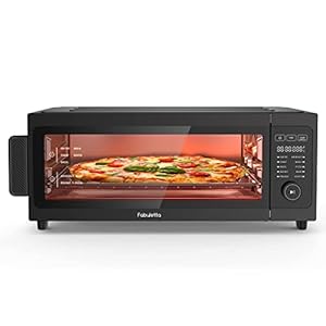 Air Fryer Toaster Oven Combo – Fabuletta 10-in-1 Countertop Convection Oven 1800W, Flip Up & Away Capability for Storage Space, Oil-Less Air Fryer Oven Fit 12″ Pizza, 9 Slices Toast, 5 Accessories
