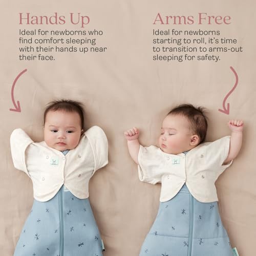 Image of ergoPouch Butterfly Cardi 0.2 TOG - Revolutionary Swaddle Transition Aid w /Arm Pockets, Ideal for Hands-Up Sleeping, Worn Over Swaddle or Sleep Sack, Stretchy & Breathable (2-6 Months, Oatmeal Marle)