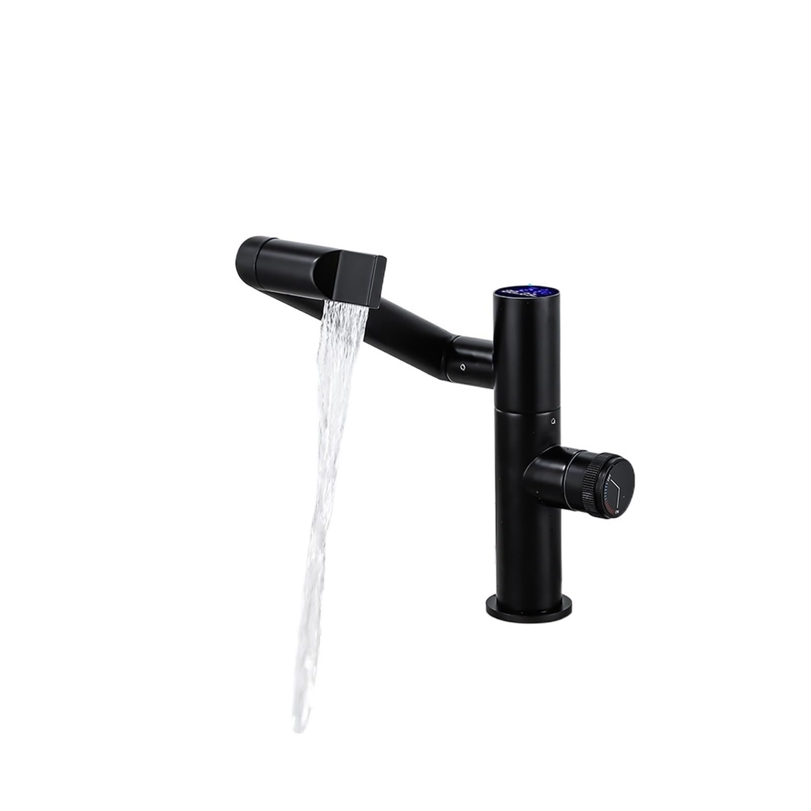 Robinet de salle de bains noir mat mélangeur eau chaude et froide sur pont Nero